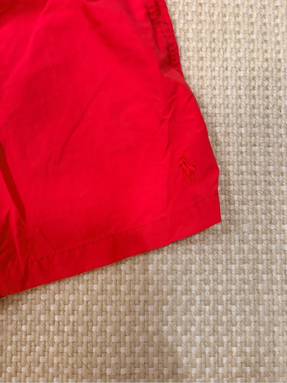 Polo by Ralph Lauren Red Men's 5 3/4 Length Swim Trunks with Drawstring